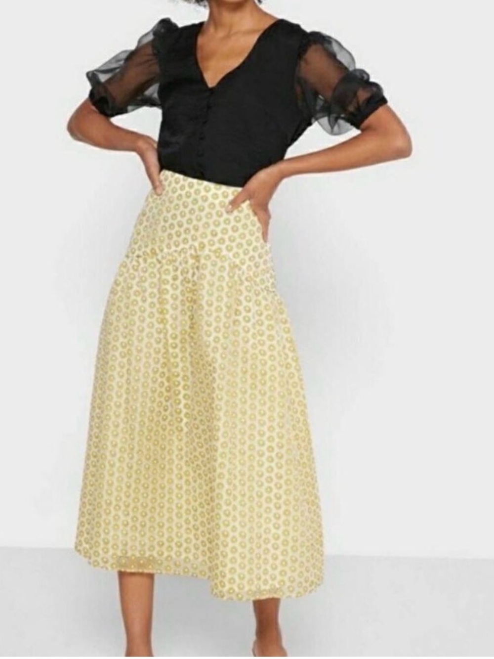Topshop Daisy Organza Midi Skirt